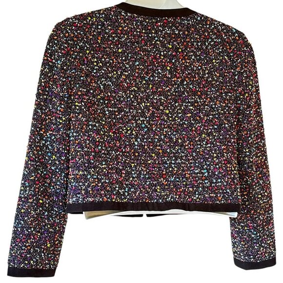 Diane Von Furstenberg Emery Black Multicolor Boucle Tweed Jacket Women's Size 14 - Picture 6 of 12